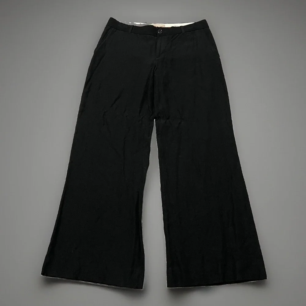 Banana Republic Womens Black Linen Blend Wide-Leg Pants Summer Office Siren 8